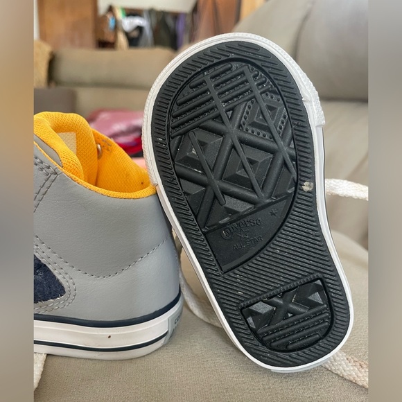 Converse Baby/Toddler High Top Grey/Blue/Yellow Baby Size 3 - Picture 5 of 11
